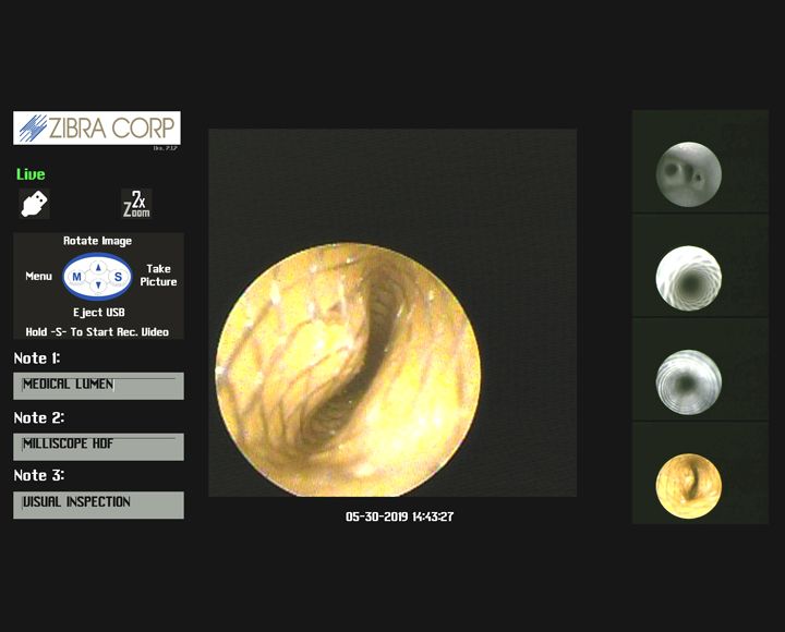 A computer screen with a zibra corp logo on it