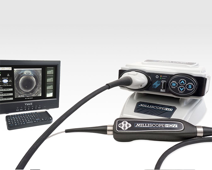 Videoscope system with monitor on white background