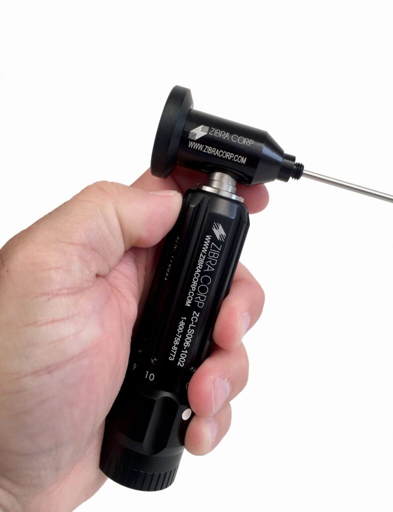 hand holding borescope