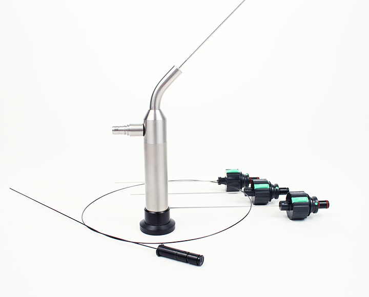 A stainless steel pipe with a hose attached to it