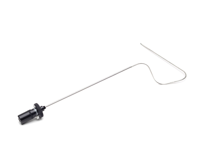 A close up of a multiscope with a long wire attached to it on a white background.